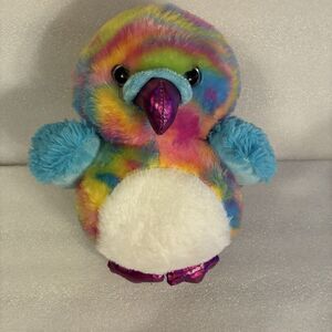 Fiesta Psychedelic Parakeet Of Many Colors. Stuff Animal. 12” Tall. With Tag